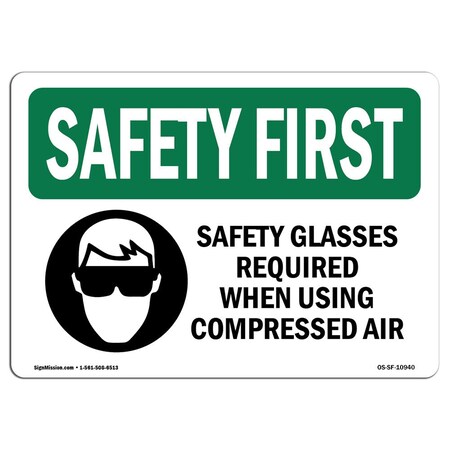 Signmission OSHA Sign, Glasses Required When, 5in X 3.5in Decal, 5" W, 3.5" H, Landscape, OS-SF-D-35-L-10940 OS-SF-D-35-L-10940